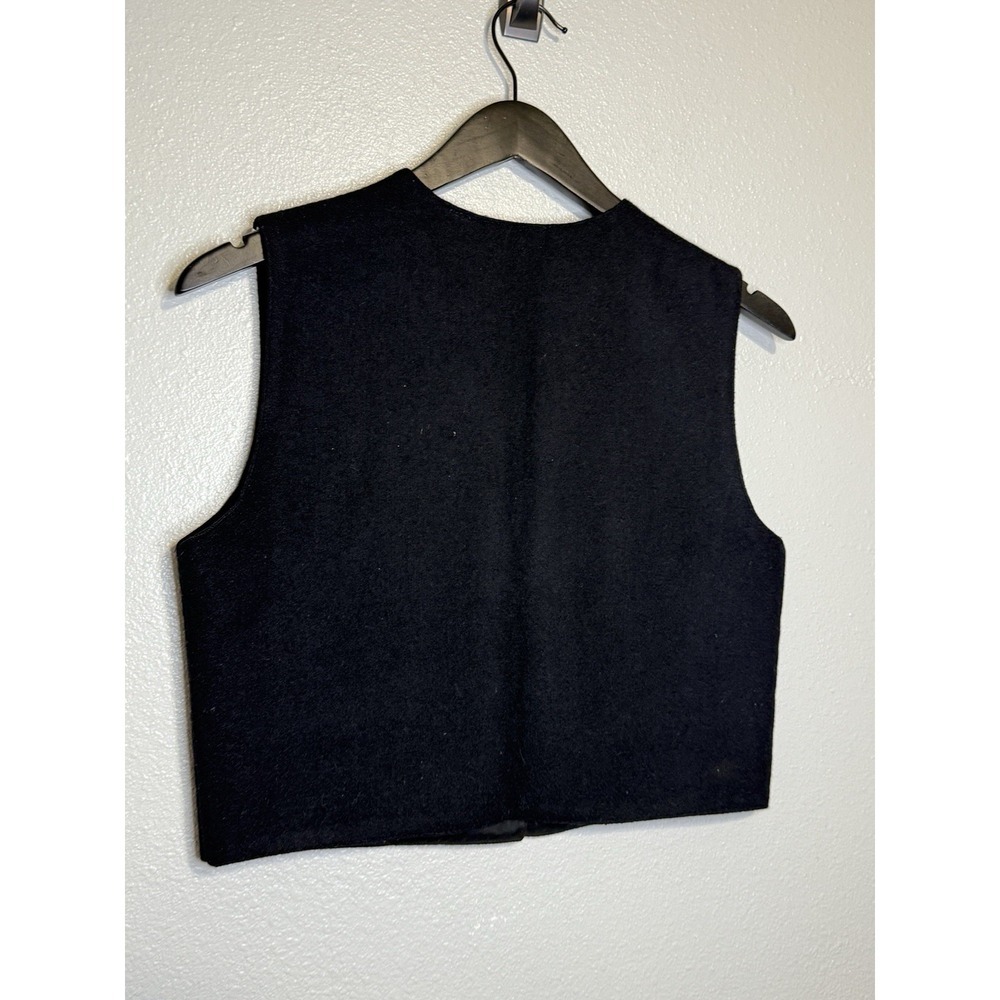 Vintage Paul Harris Floral Embroidered Black Wool Vest Womens Small Grandma Core - Picture 6 of 6